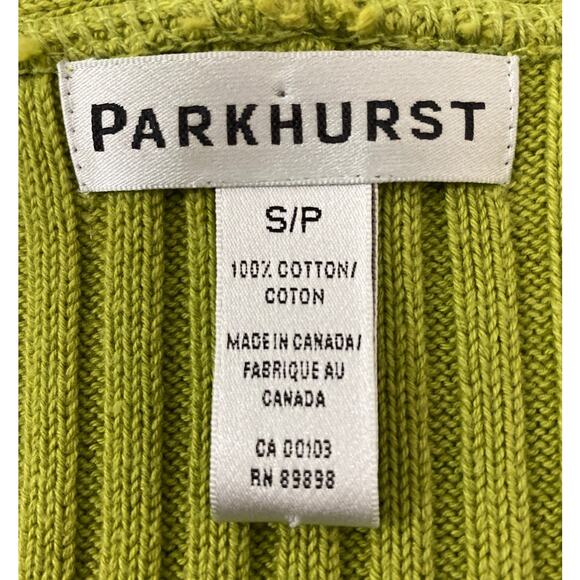 Parkhurst Size S/P Green Ribbed Knit Button Up Vest Cap Sleeve Casual Colorful - Picture 6 of 7